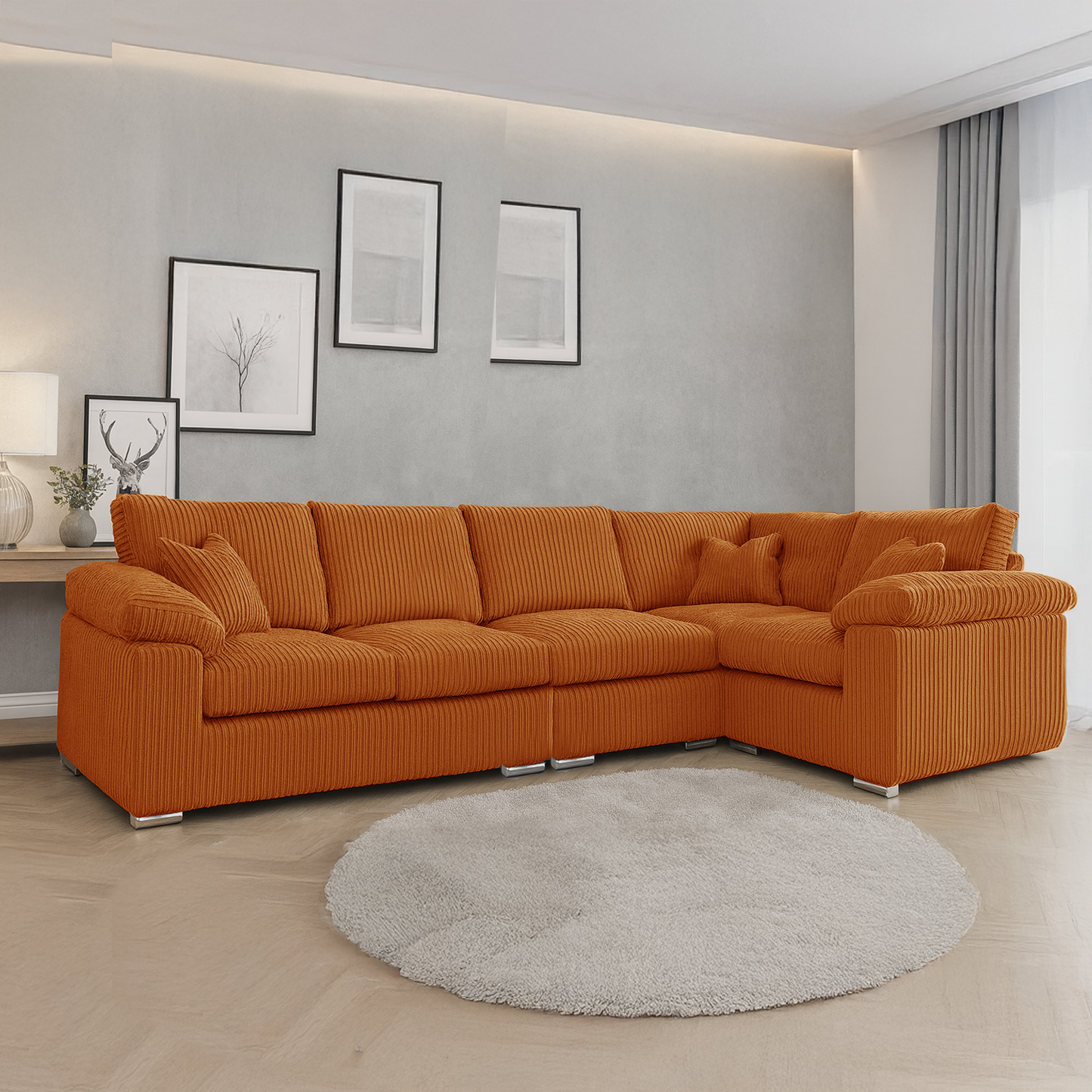 Delta Full Jumbo Cord 5 Seater L Shaped Corner Sofa