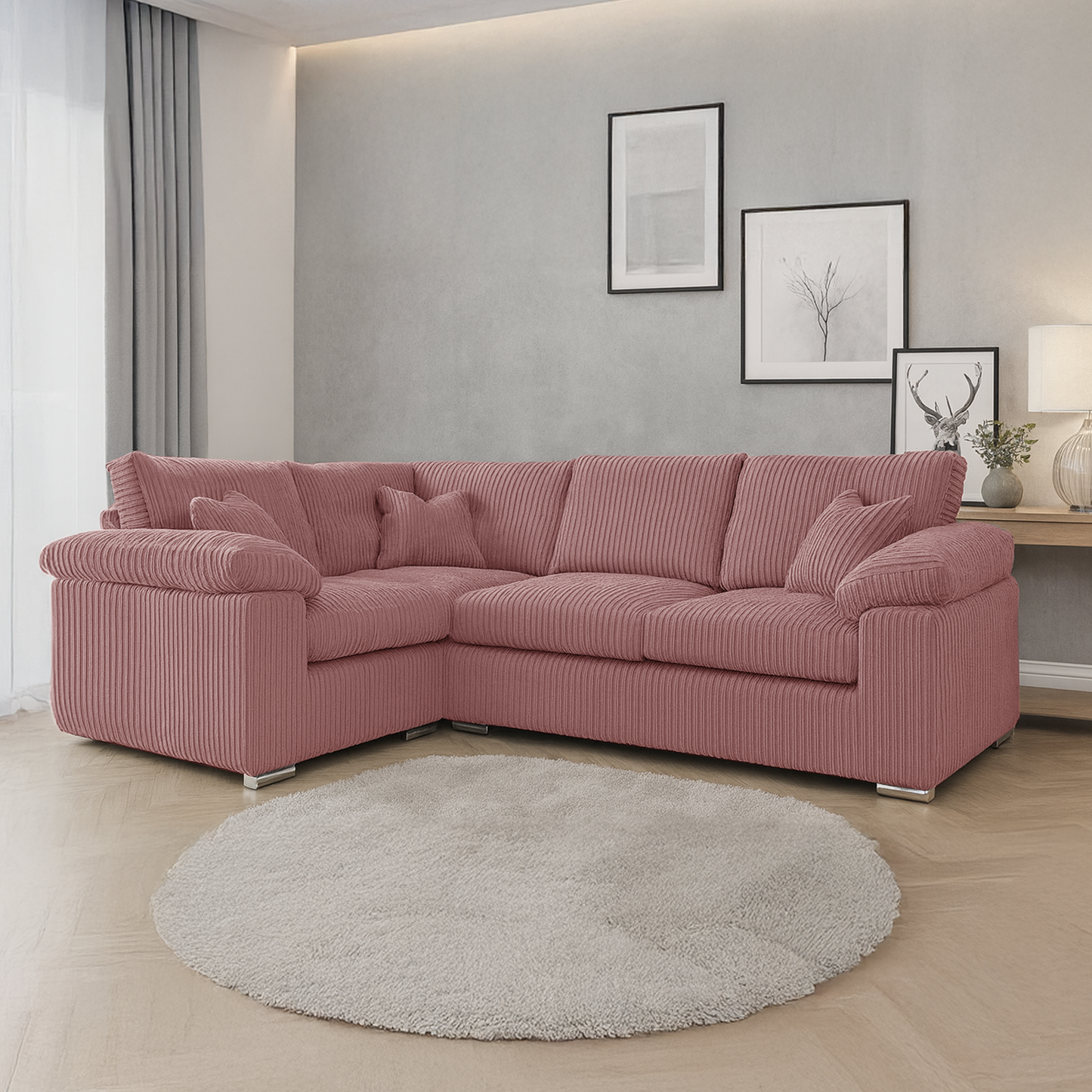 Delta Full Jumbo Cord 4 Seater Corner Sofa