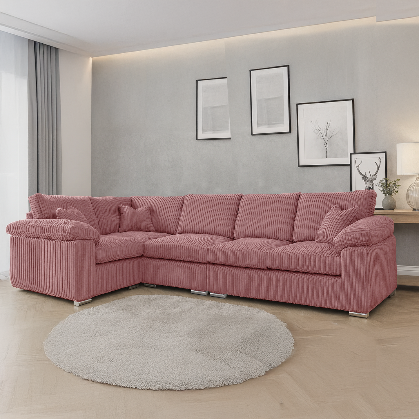 Delta Full Jumbo Cord 5 Seater L Shaped Corner Sofa