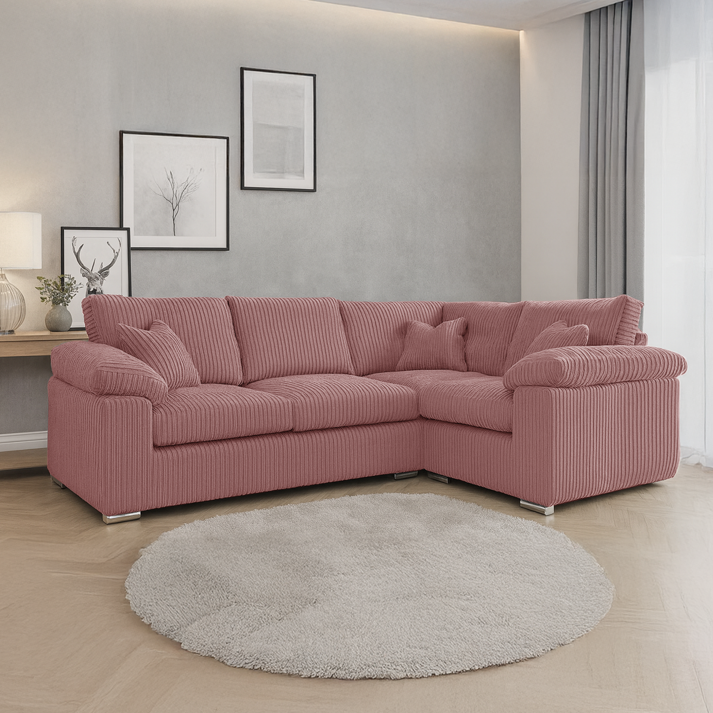 Delta Full Jumbo Cord 4 Seater Corner Sofa