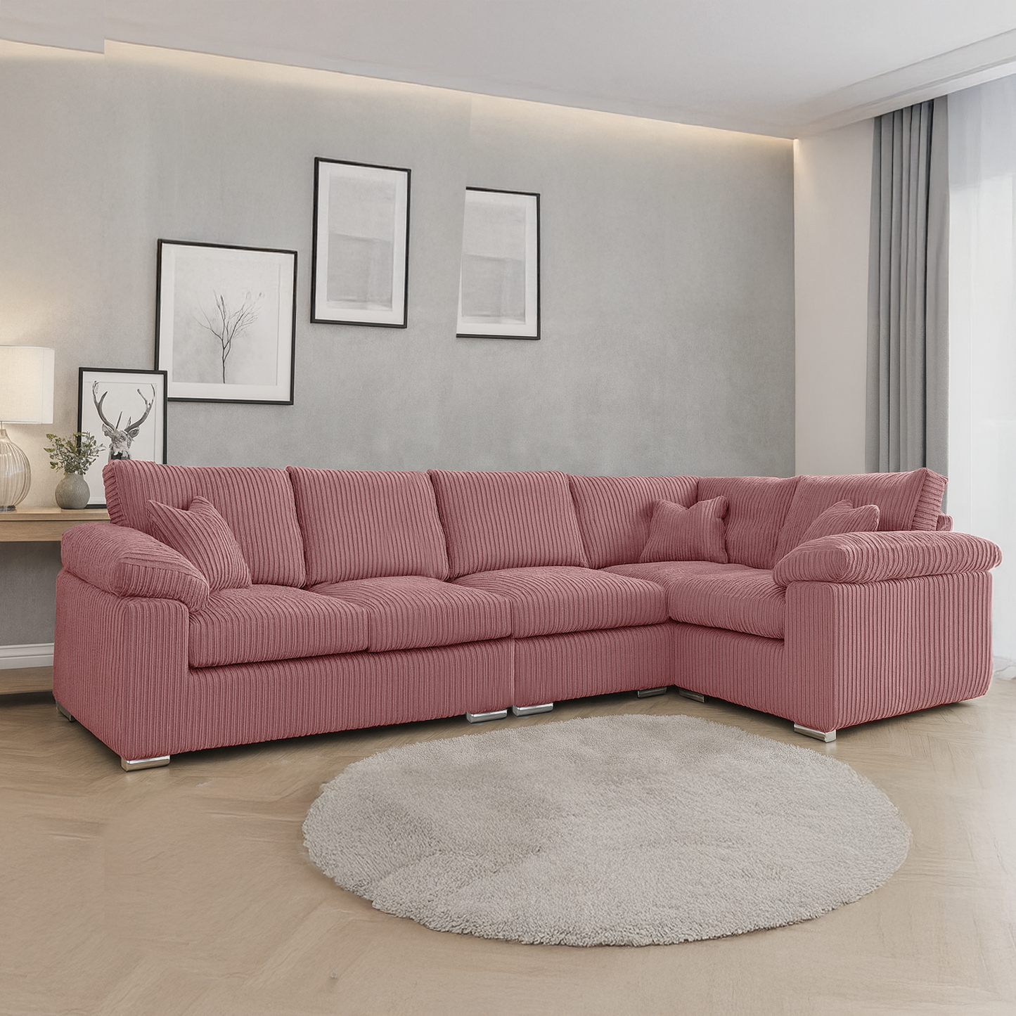 Delta Full Jumbo Cord 5 Seater L Shaped Corner Sofa