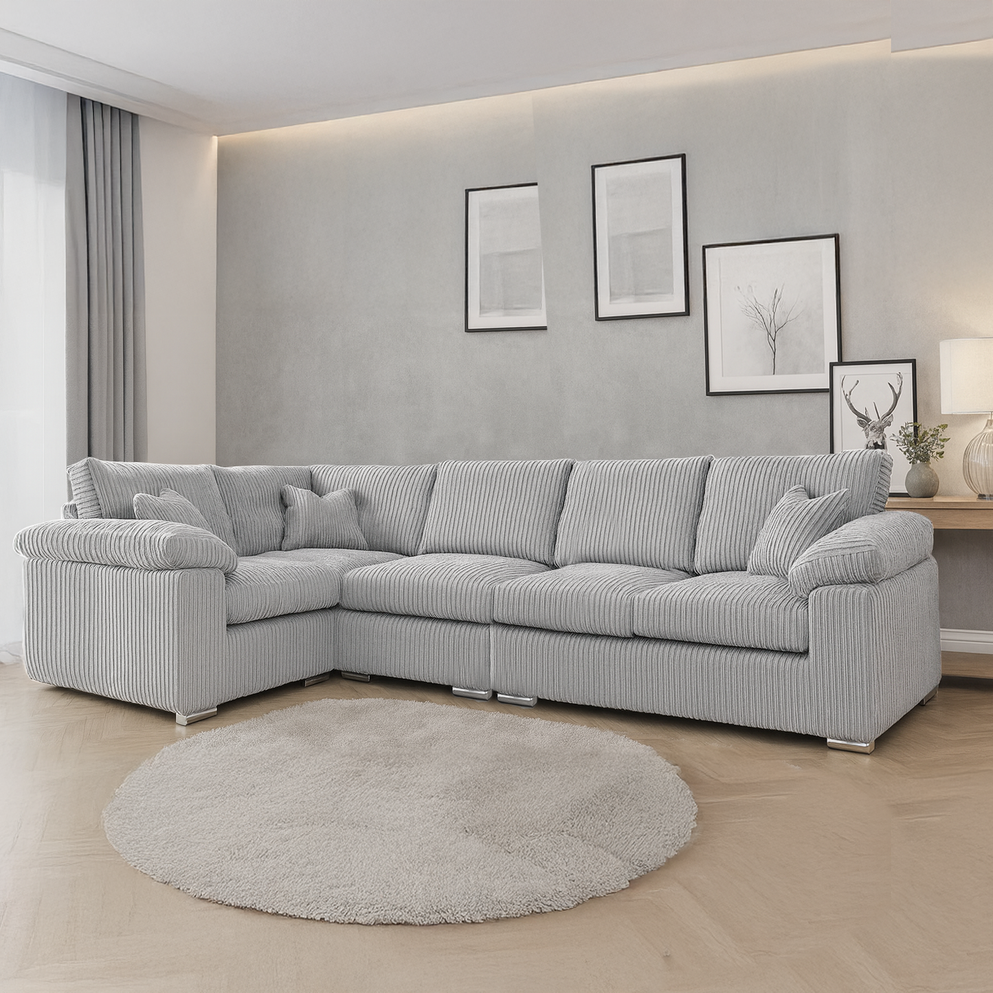 Delta Full Jumbo Cord 5 Seater L Shaped Corner Sofa