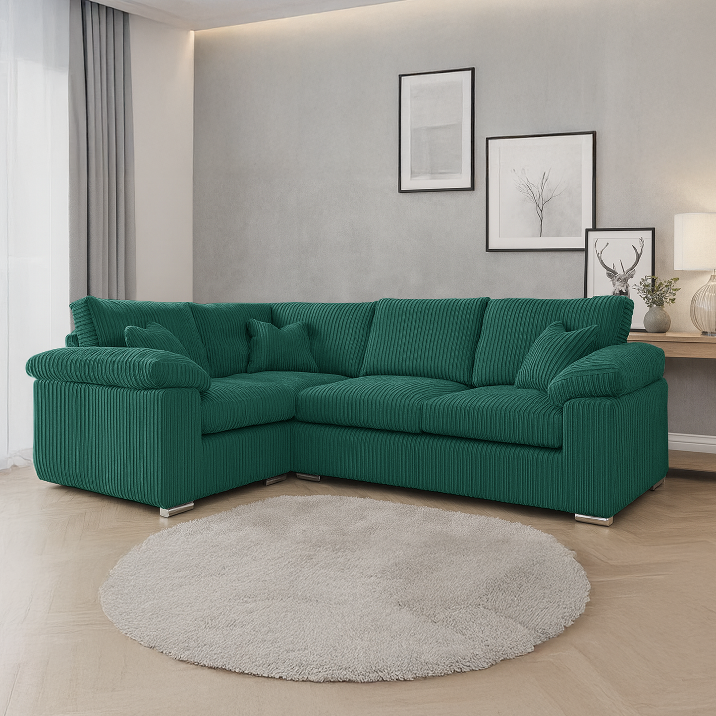 Delta Full Jumbo Cord 4 Seater Corner Sofa