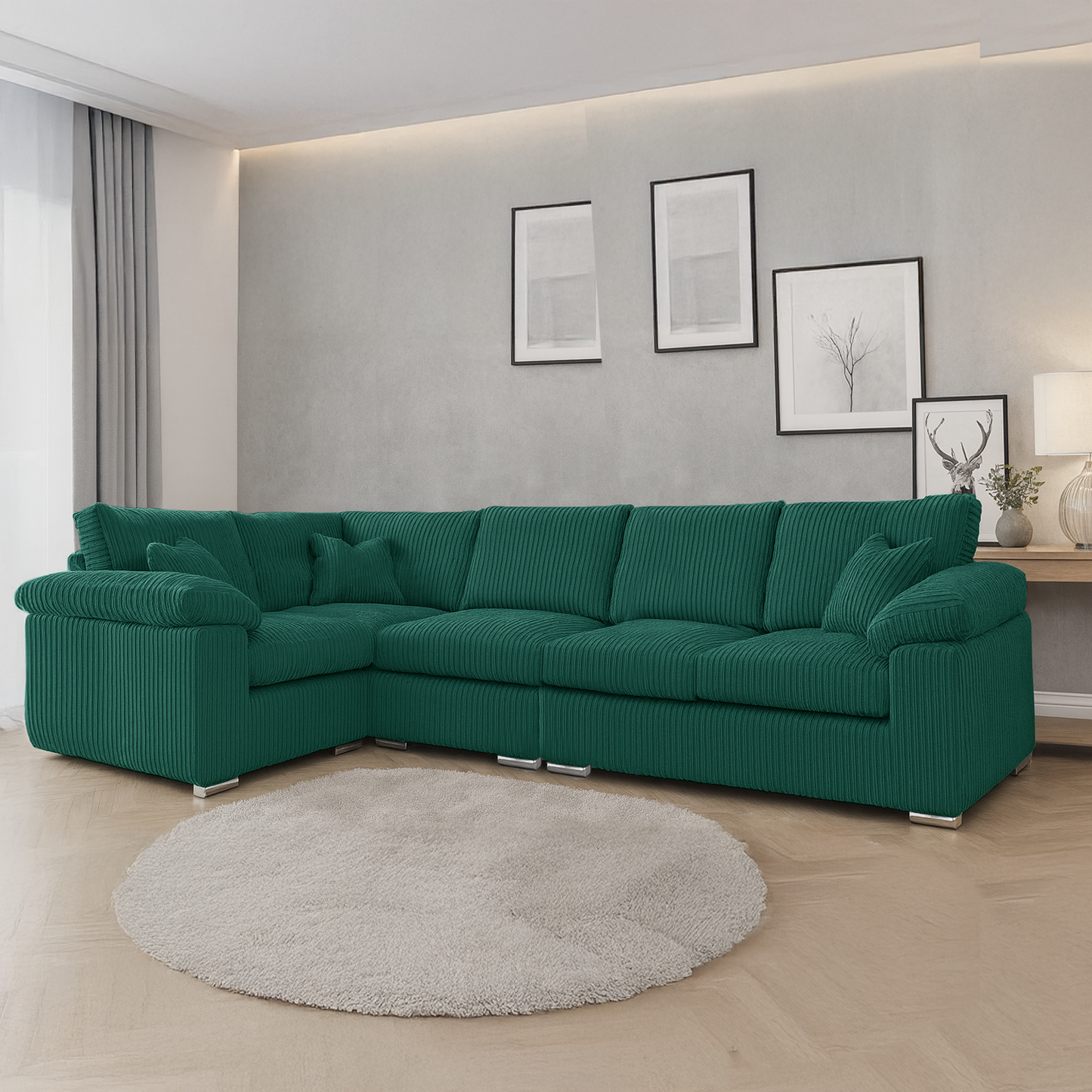Delta Full Jumbo Cord 5 Seater L Shaped Corner Sofa
