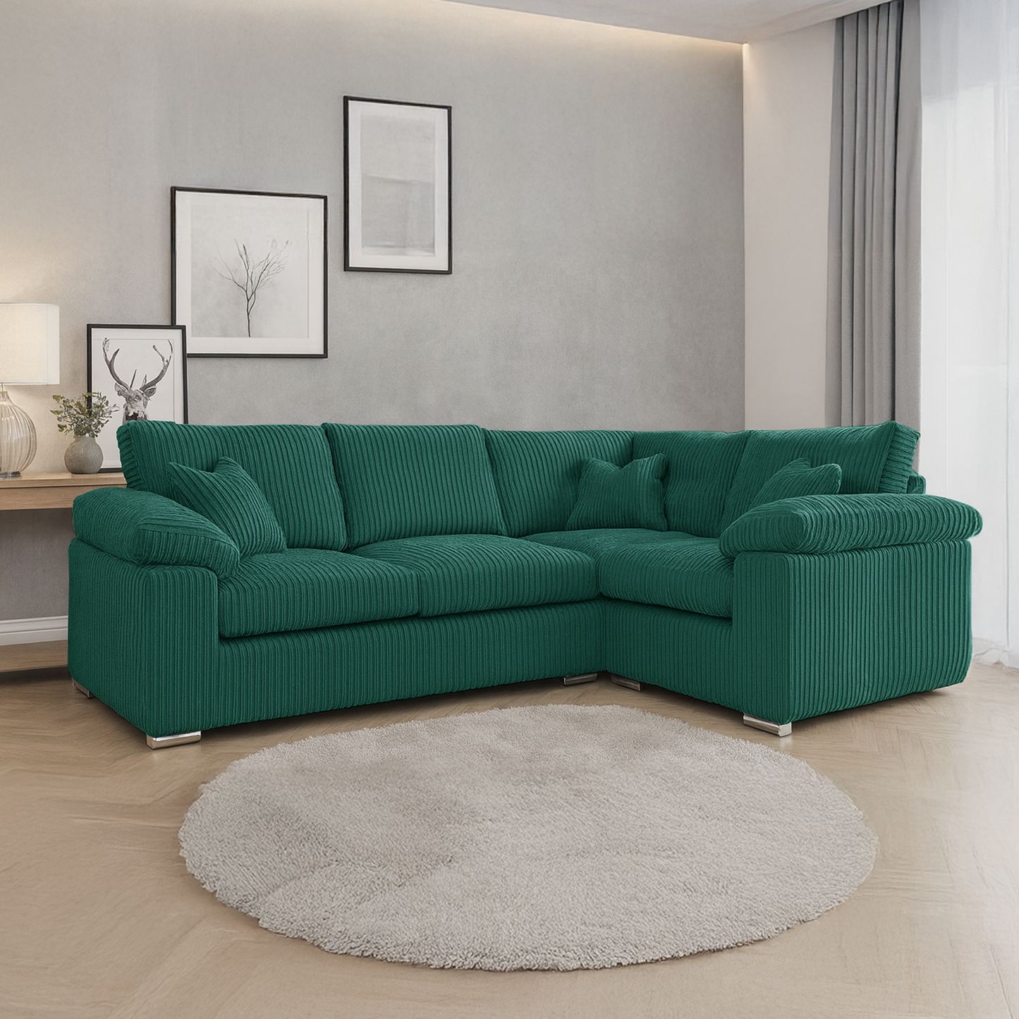 Delta Full Jumbo Cord 4 Seater Corner Sofa