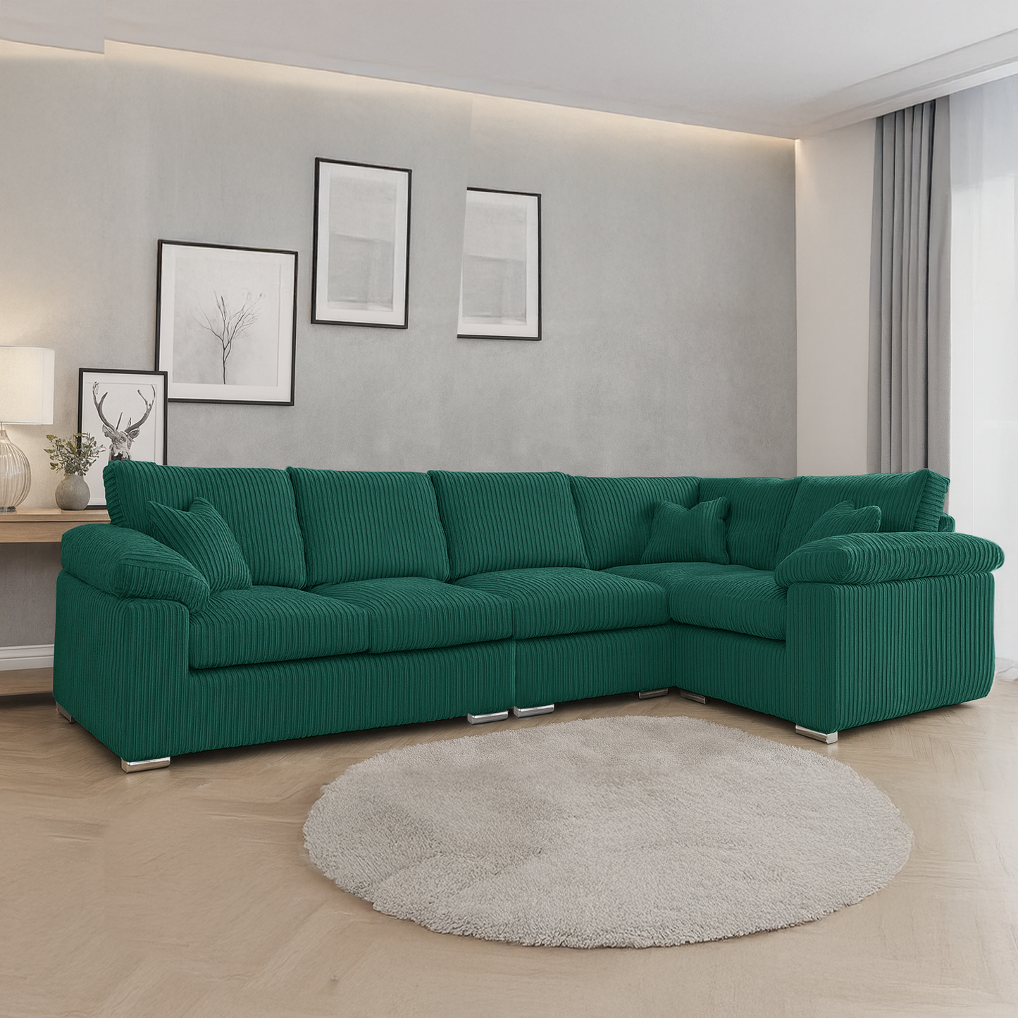 Delta Full Jumbo Cord 5 Seater L Shaped Corner Sofa