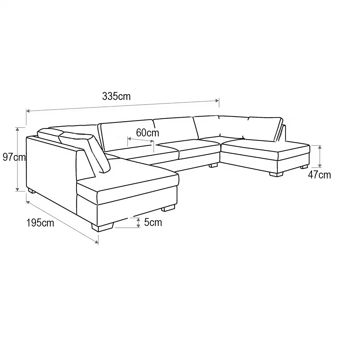 Bishop U-Shaped Fullback Jumbo Cord Sofa - 6