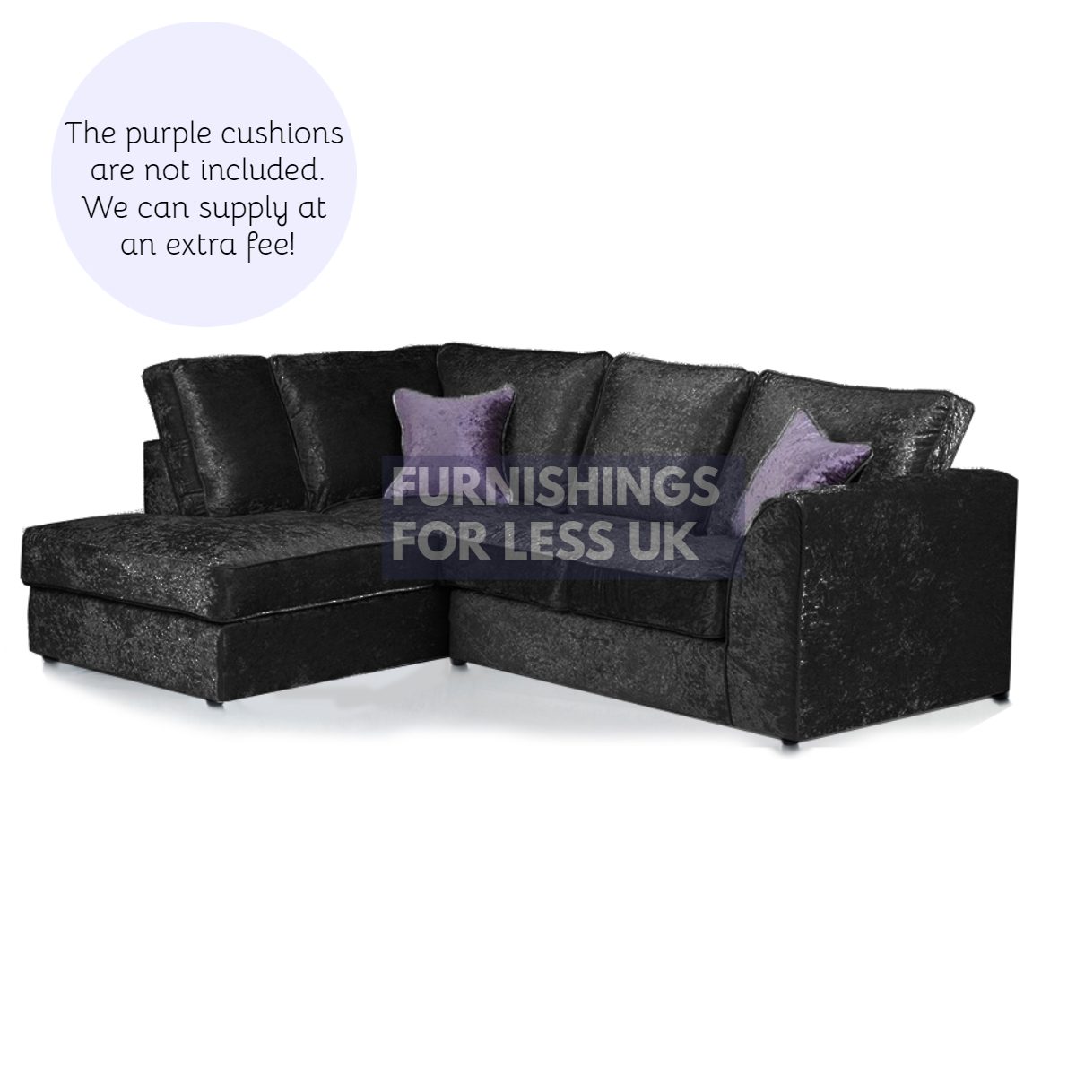 Crystal Crushed Velvet Full Back Corner Sofa