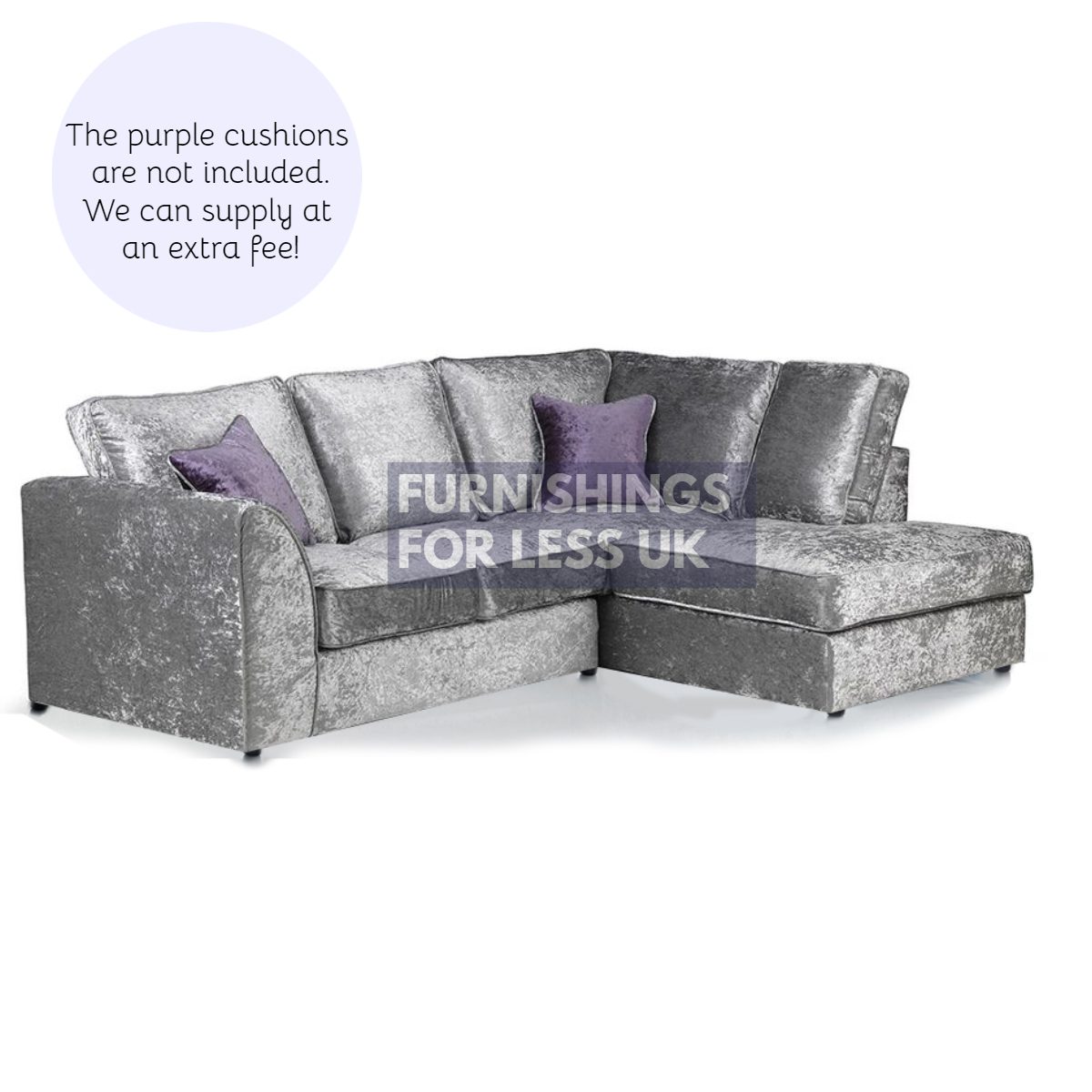 Crystal Crushed Velvet Full Back Corner Sofa - 2