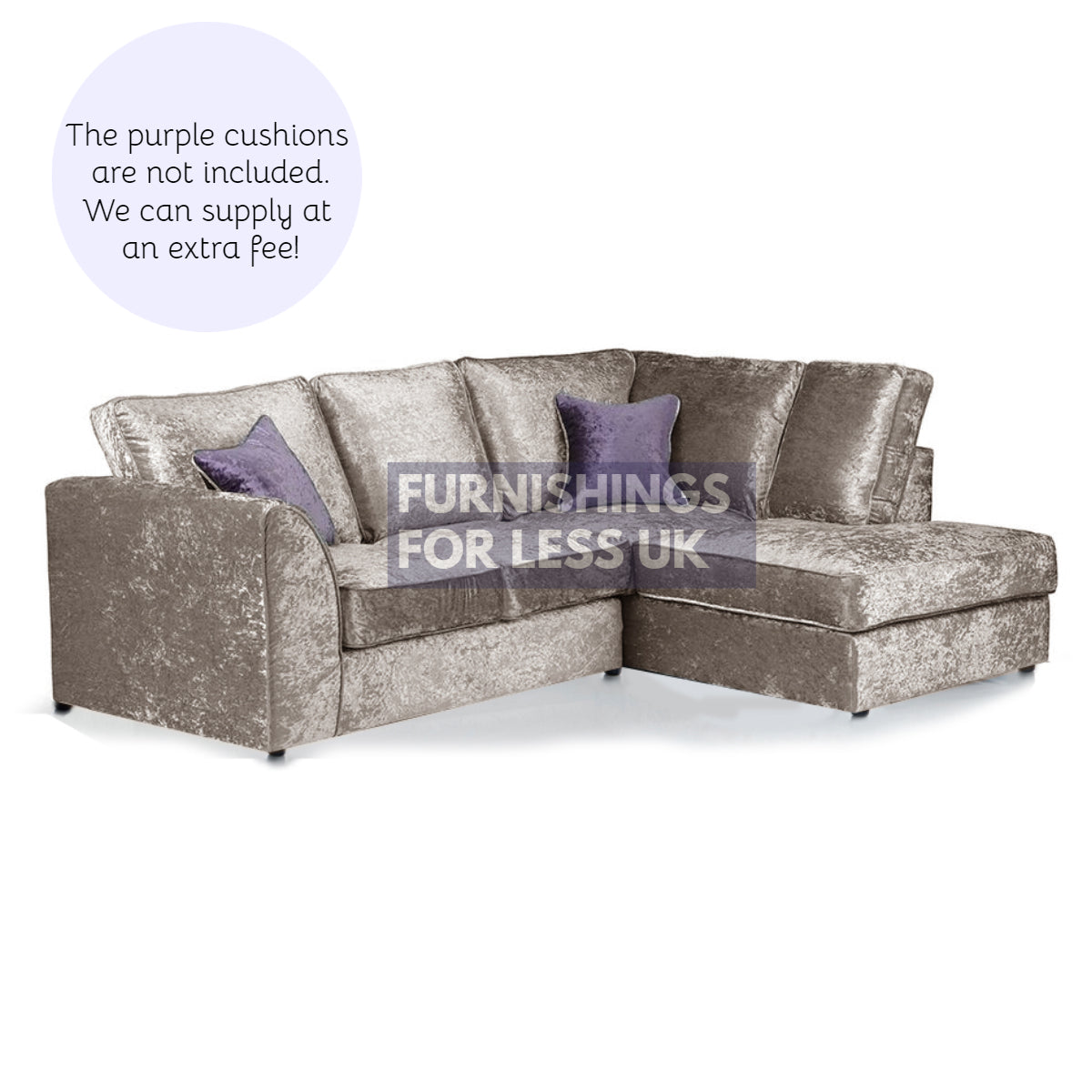 Crystal Crushed Velvet Full Back Corner Sofa