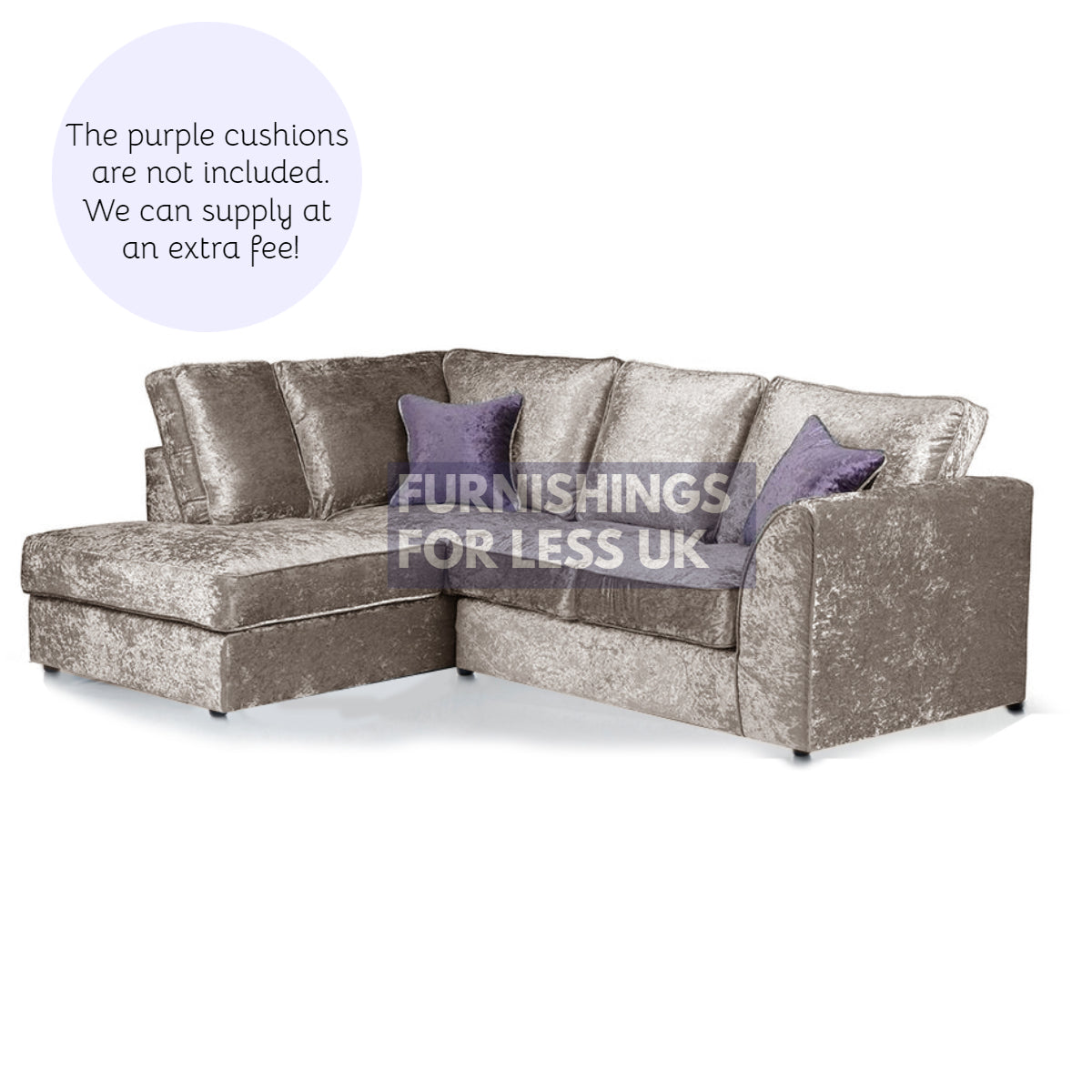 Crystal Crushed Velvet Full Back Corner Sofa