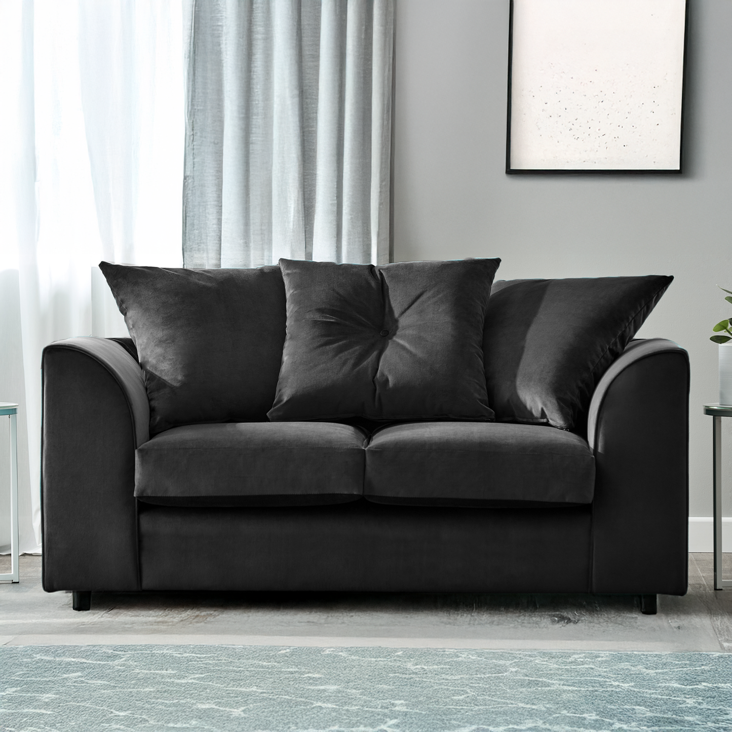 Fernando Plush Velvet Fabric 2 Seater Sofa