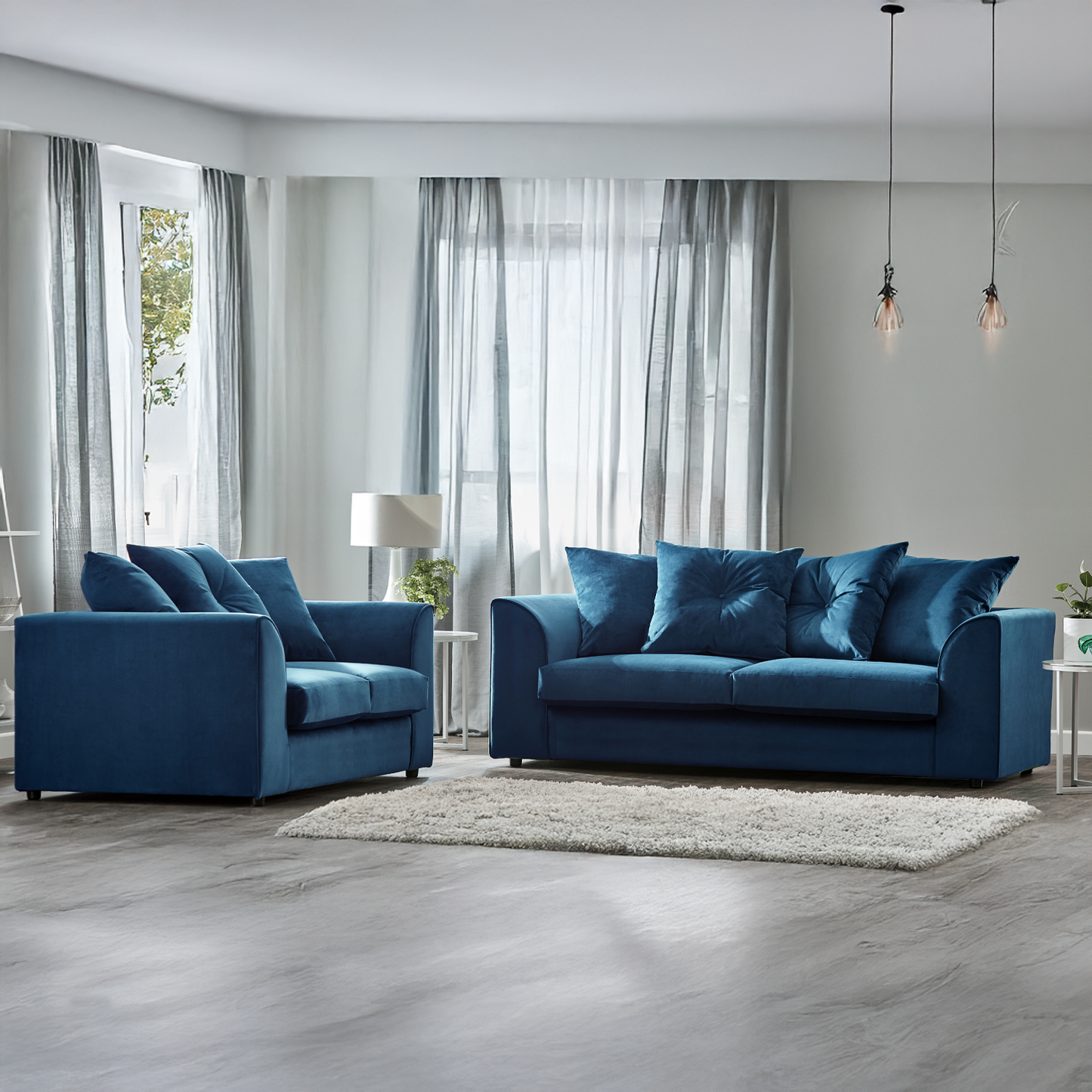 Fernando Plush Velvet Fabric Sofa Suite