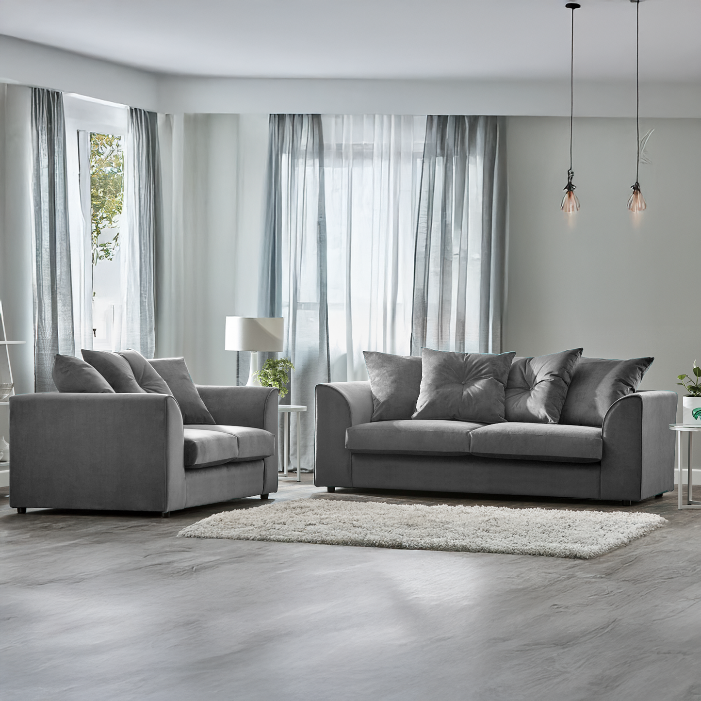Fernando Plush Velvet Fabric Sofa Suite
