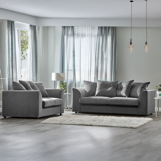 Fernando Plush Velvet Fabric Sofa Suite