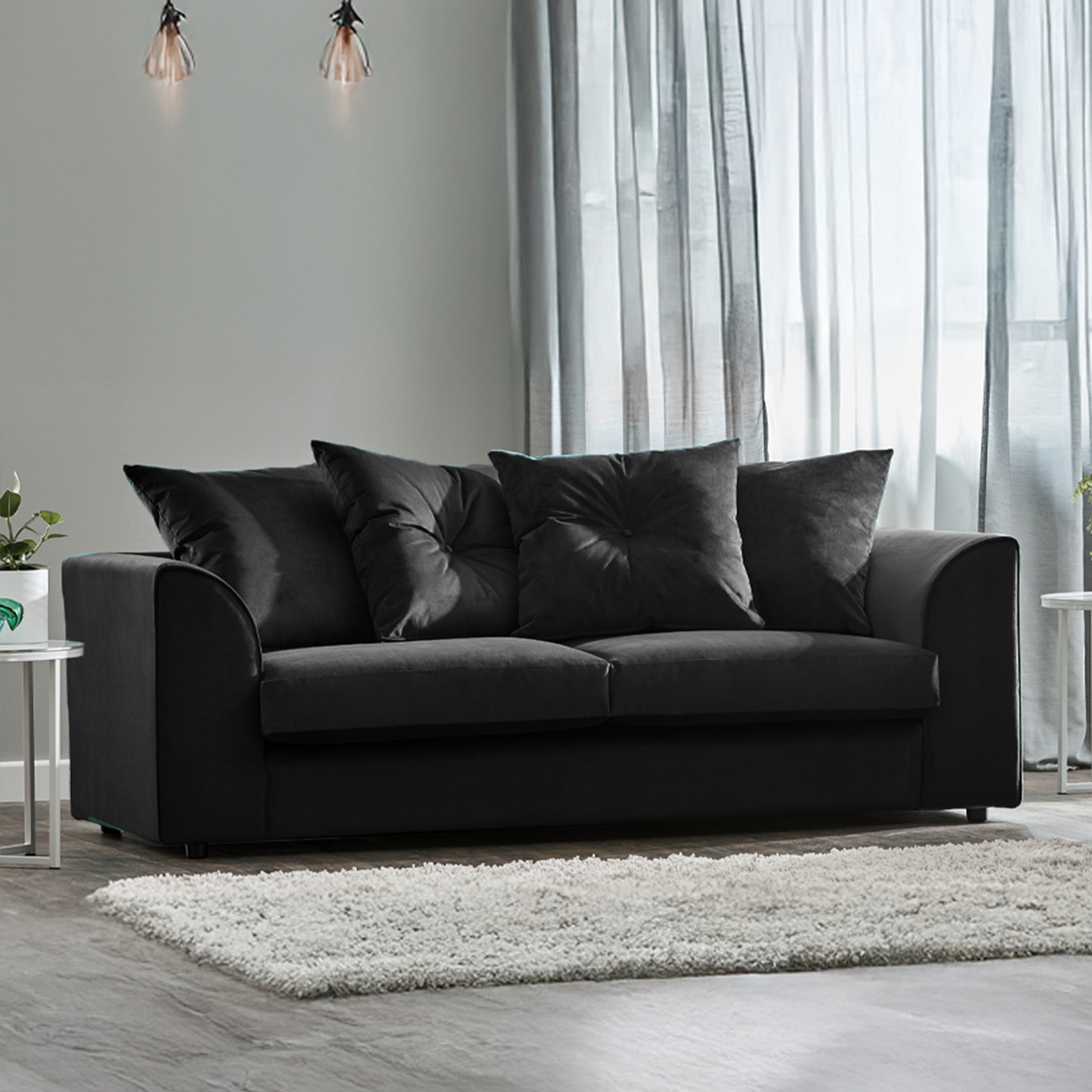 Fernando Plush Velvet Fabric 3 Seater Sofa