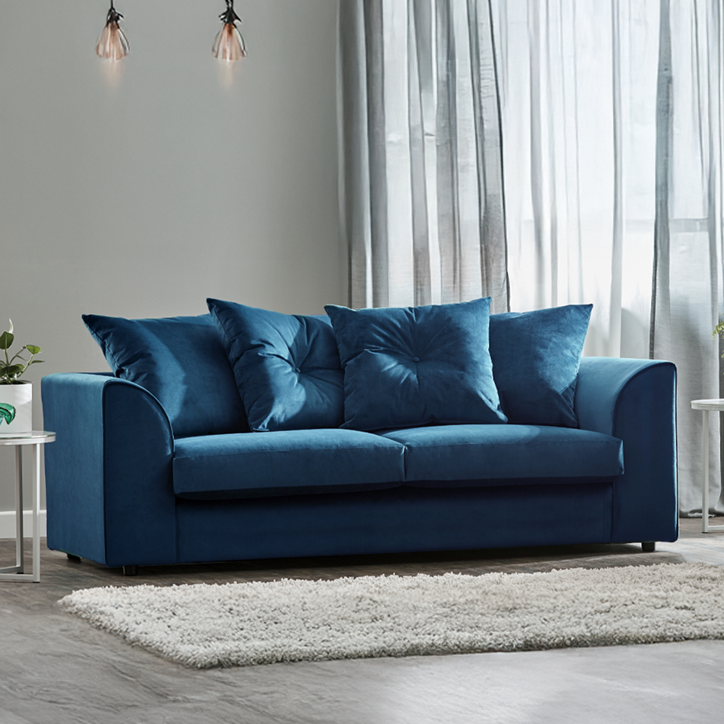 Fernando Plush Velvet Fabric 3 Seater Sofa