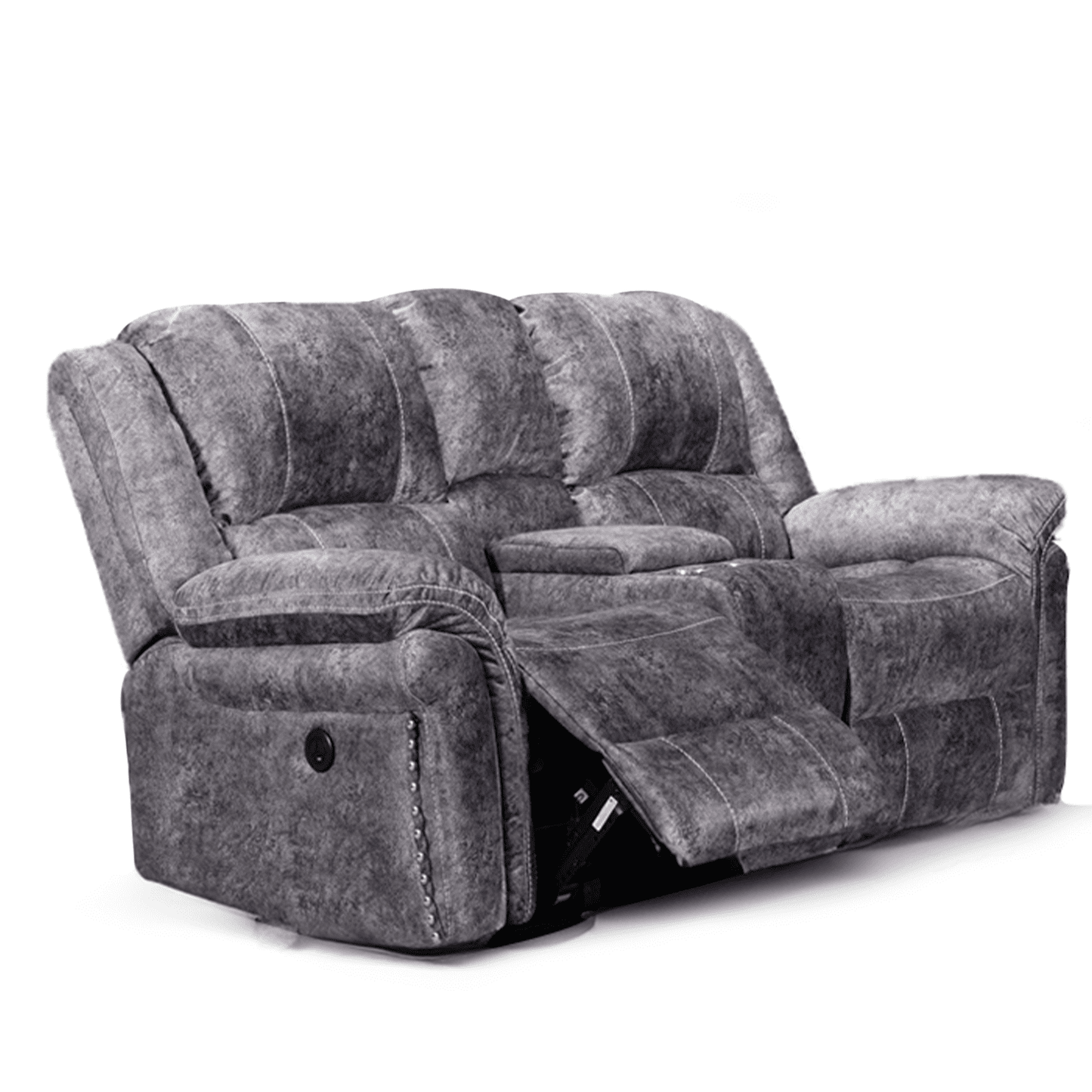 Galaxy Plush Velvet Grey Electric Reclining Sofa Suite - 2