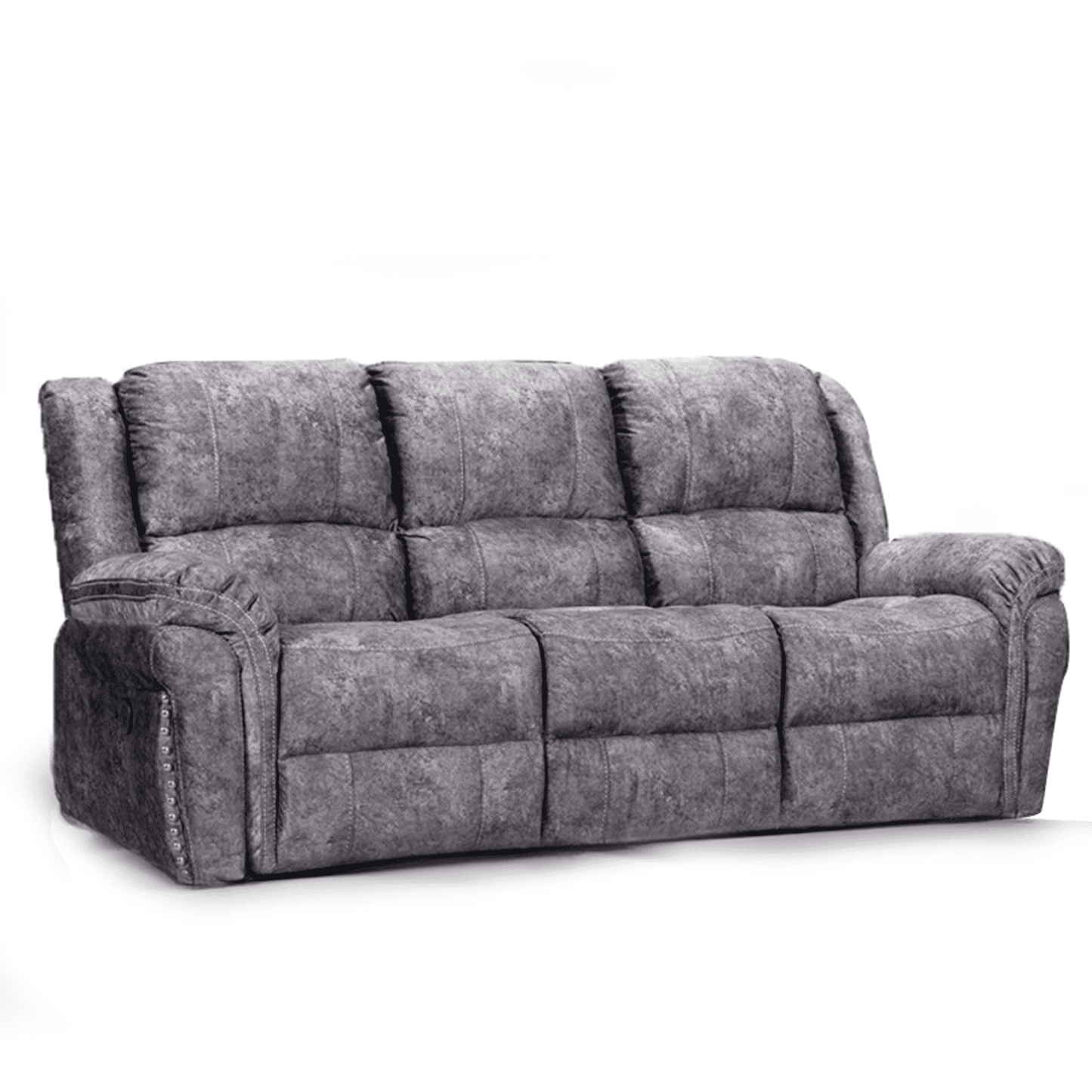 Galaxy Plush Velvet Grey Electric Reclining 3 Seater Sofa
