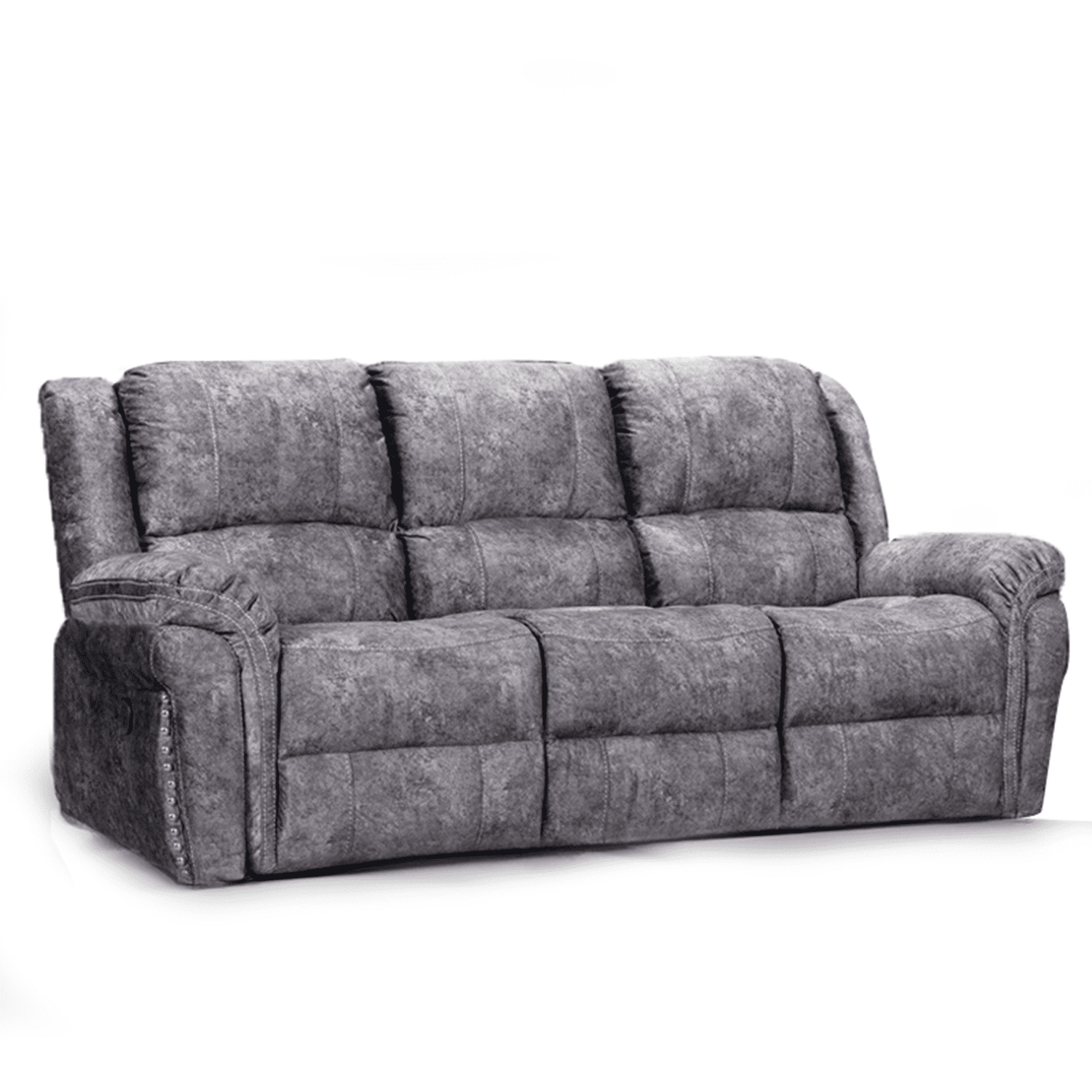 Galaxy Plush Velvet Grey Electric Reclining 3 Seater Sofa