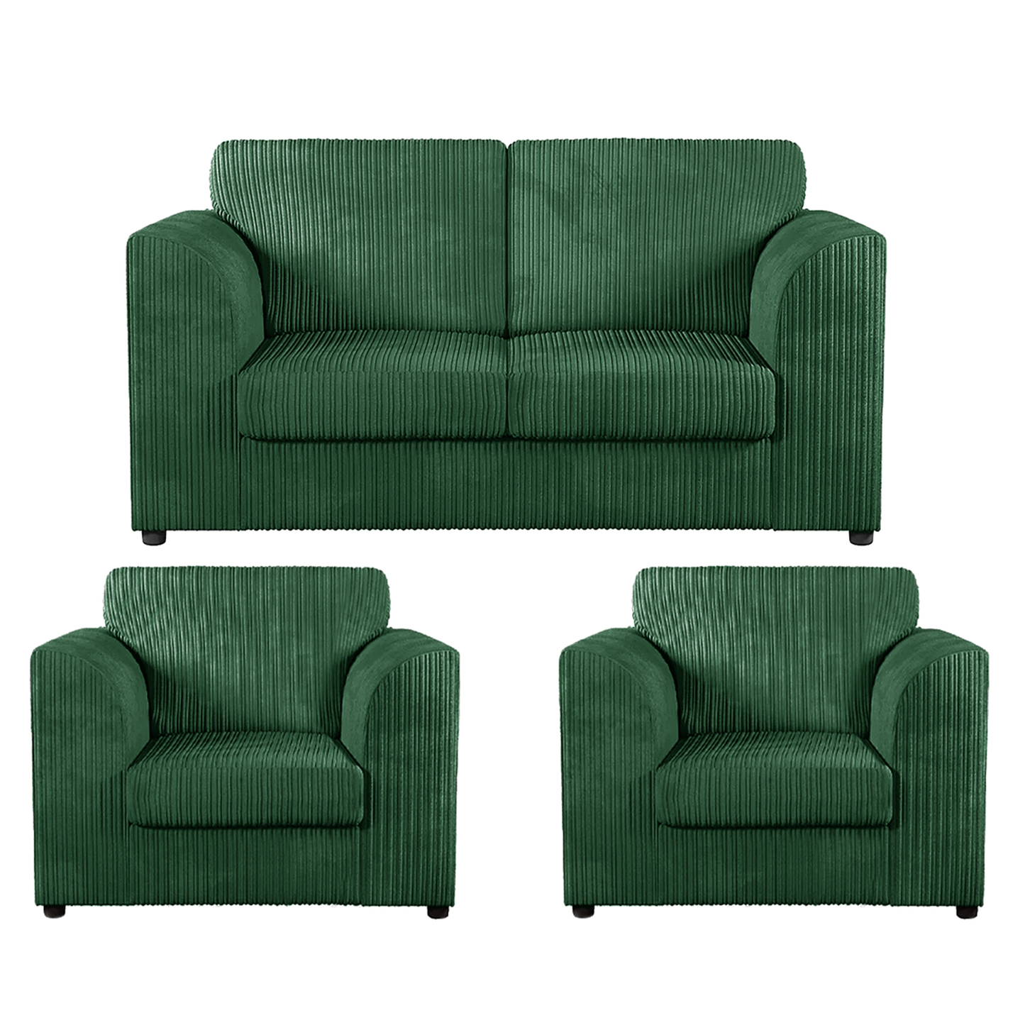 Luxor Jumbo Cord 2 Seater and 2 x Armchairs - Full Back