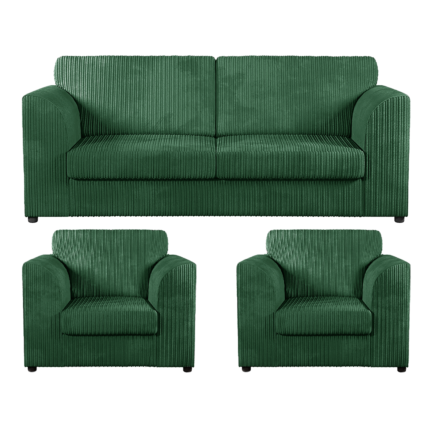 Luxor Full Jumbo Cord 3 Seater and 2 x Armchairs - Full Back