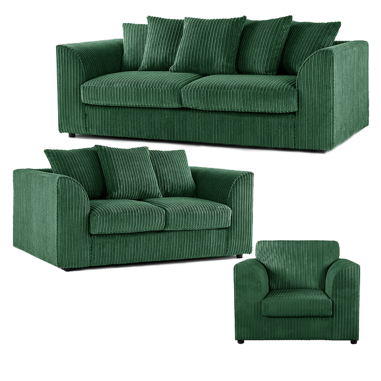 Luxor Full Jumbo Cord 3 Piece Suite - Scatter Back