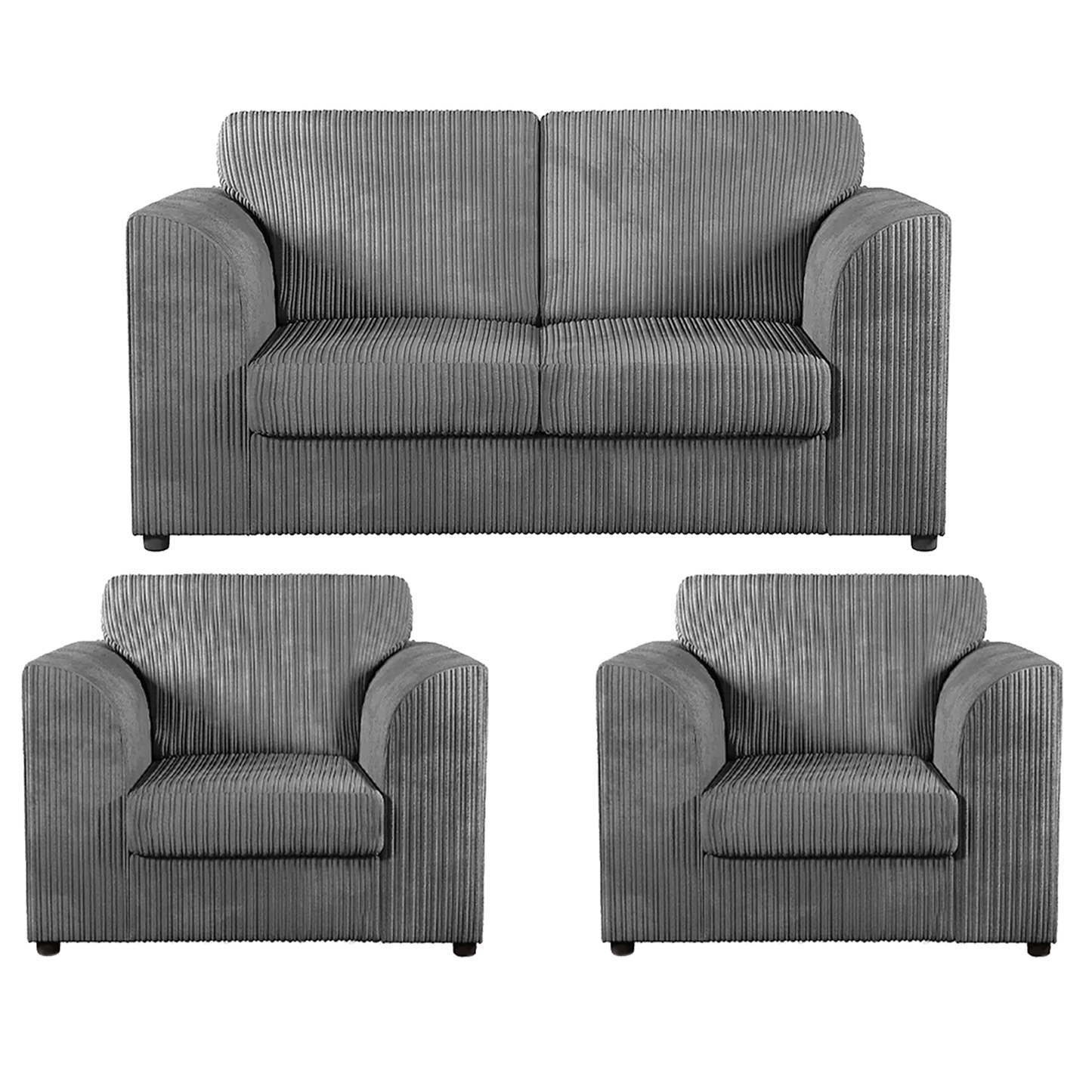 Luxor Jumbo Cord 2 Seater and 2 x Armchairs - Full Back