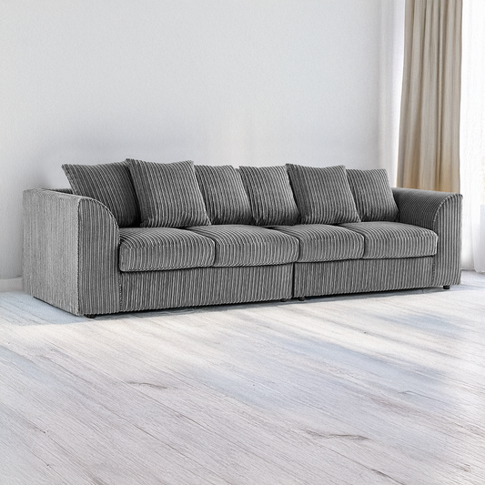Luxor Cord Long Fabric 4 Seater - Scatter back