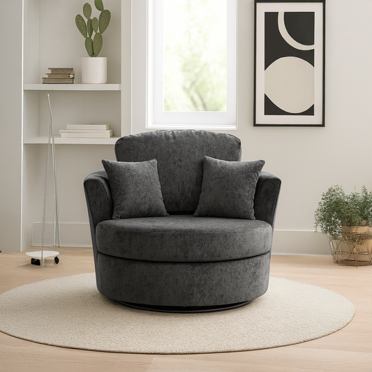 Monaco Chenille Fabric Swivel Chair