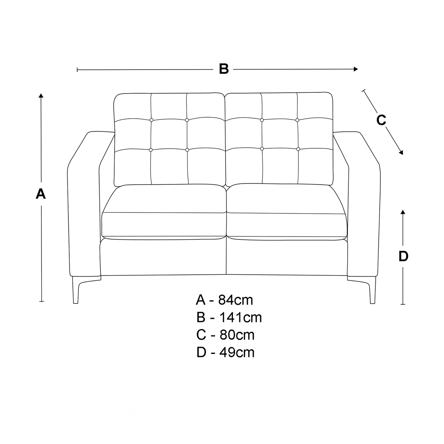 Hackney Fabric 2 Seater Sofa
