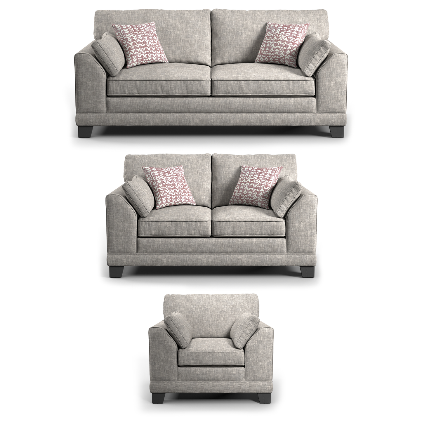 Hilliard Fullback Fabric 3 Piece Sofa Suite