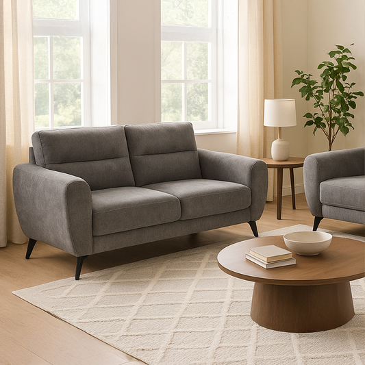 Leo Grey Seoul Battleshop Fabric 2 Seater sofa