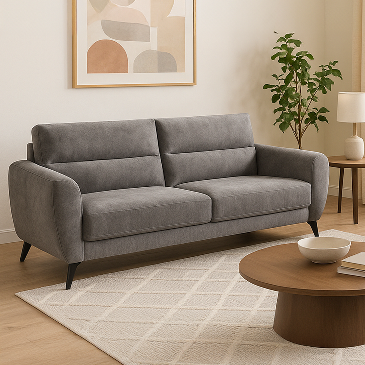 Leo Grey Seoul Battleshop Fabric 3 + 2 Sofa Suite