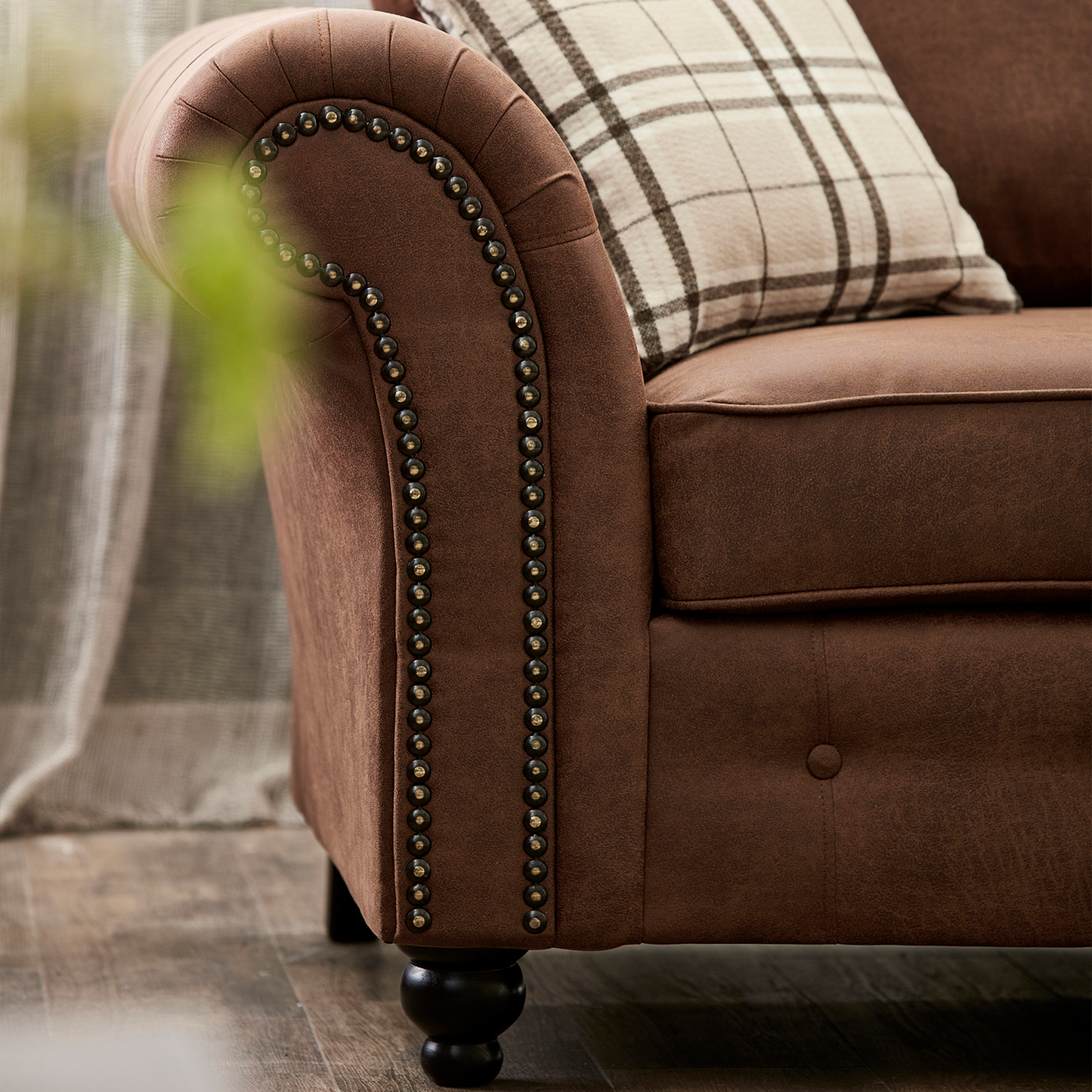 Oakland 5 Seater Leather Corner Sofa Chesterfield Style