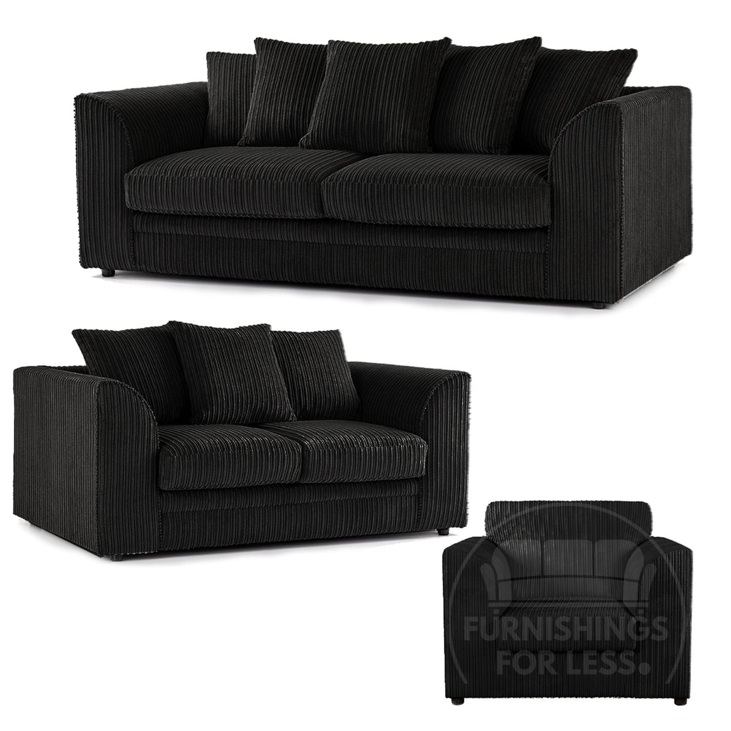 Luxor Full Jumbo Cord 3 Piece Suite - Scatter Back