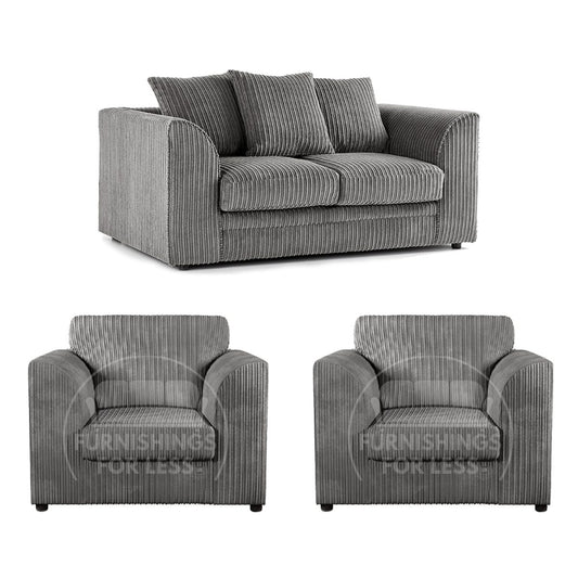 Luxor Full Jumbo Cord 2 Seater and 2 x Armchairs - Scatter Back