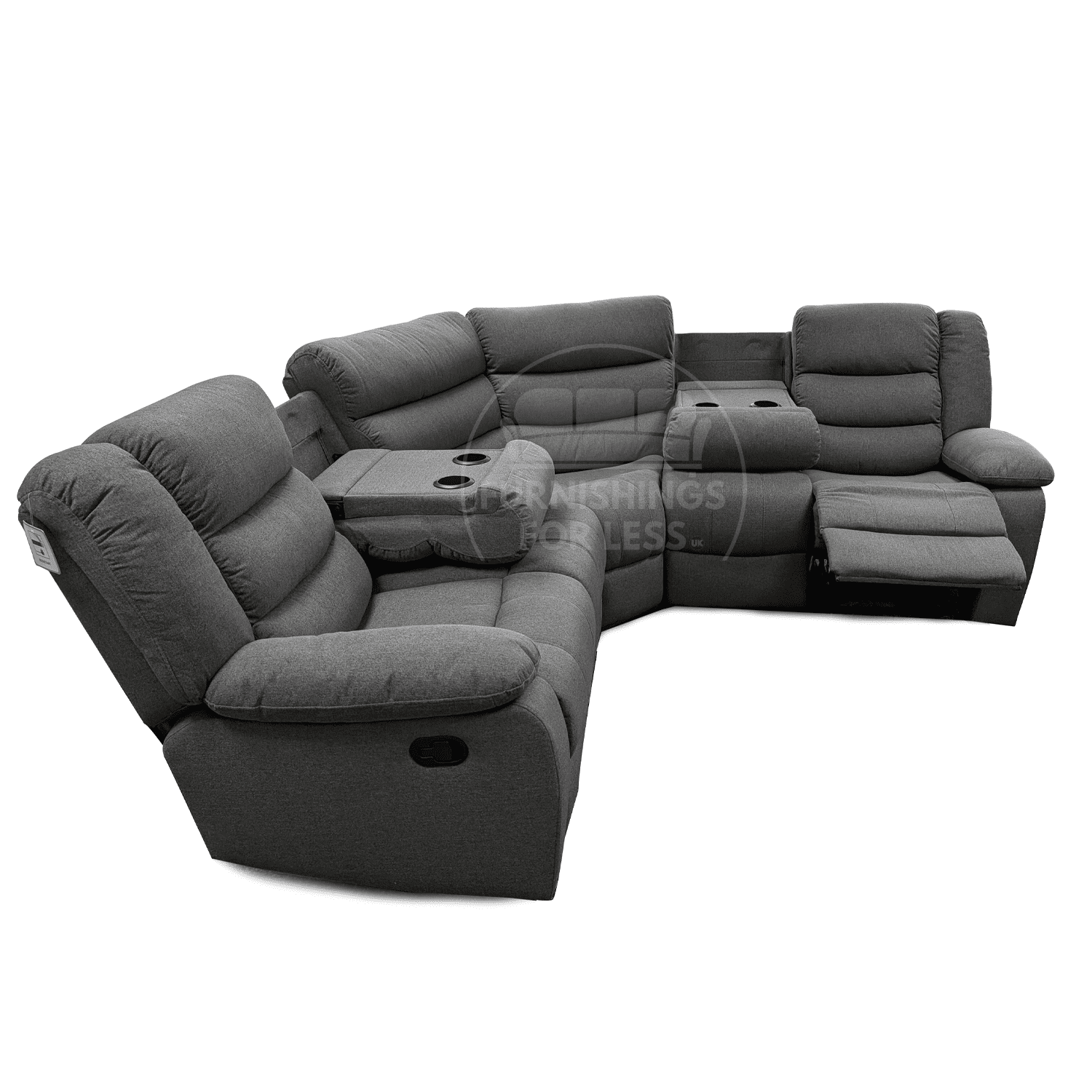 Manhattan Full Fabric Reclining 5 Seater Corner Sofa - Grey - 3