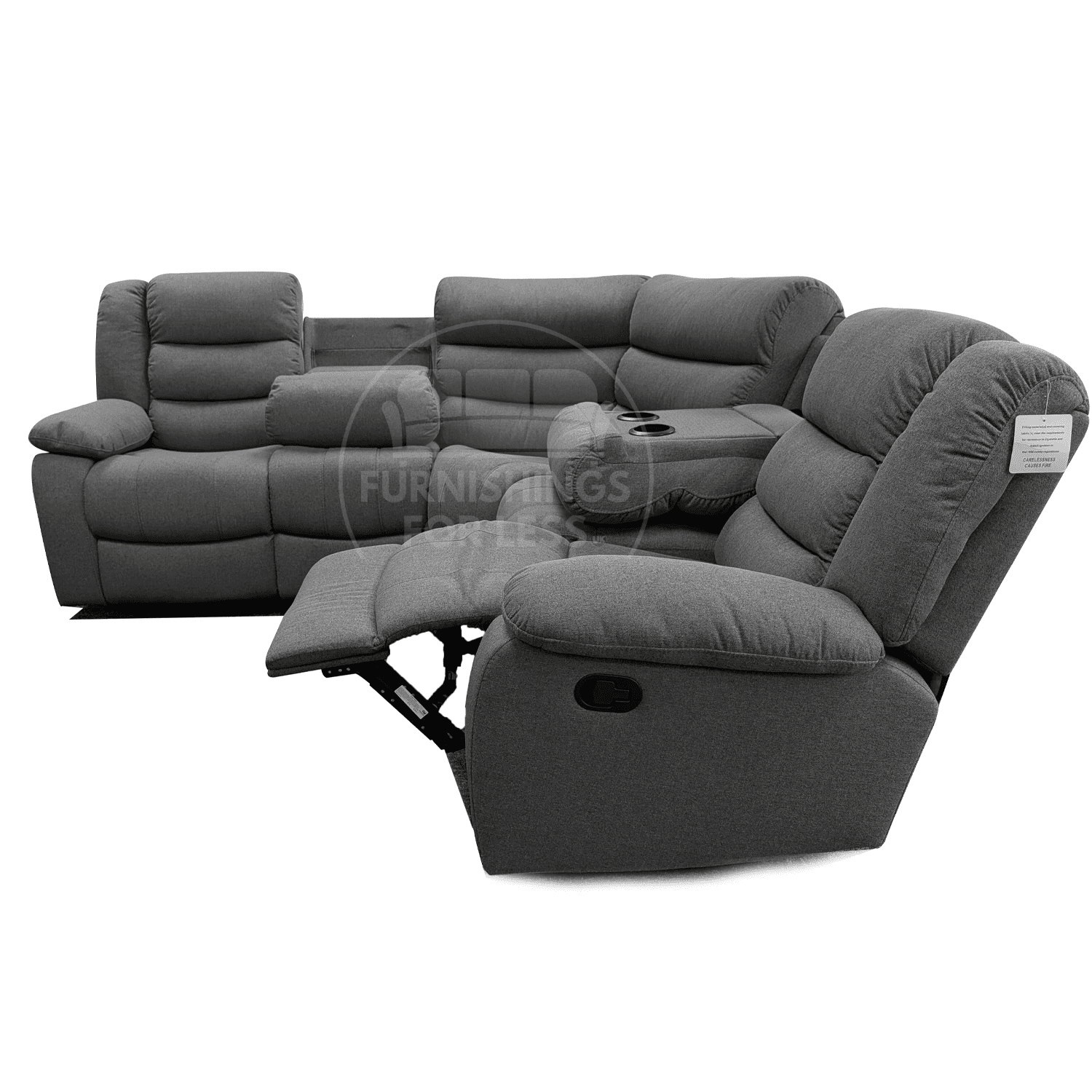 Manhattan Full Fabric Reclining 5 Seater Corner Sofa - Grey - 2