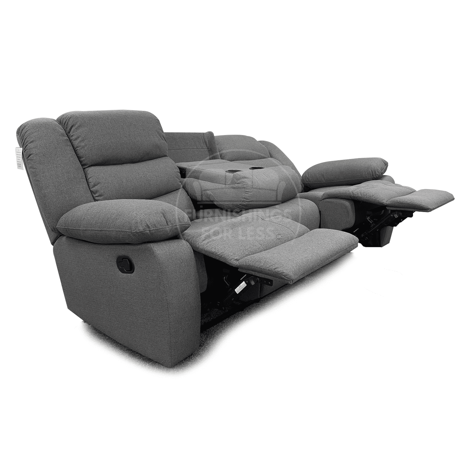 Manhattan Full Fabric Reclining Sofa Suite 3 + 2 - Grey - 5