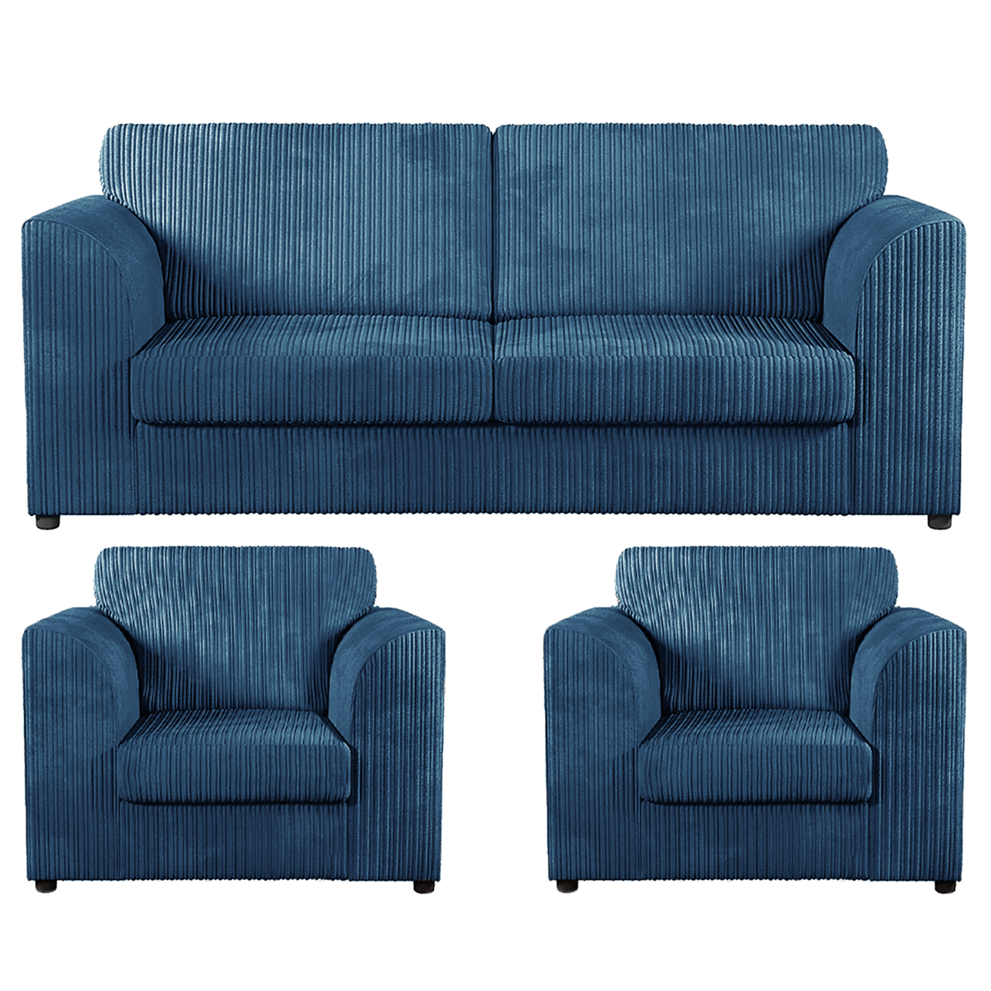 Luxor Full Jumbo Cord 3 Seater and 2 x Armchairs - Full Back