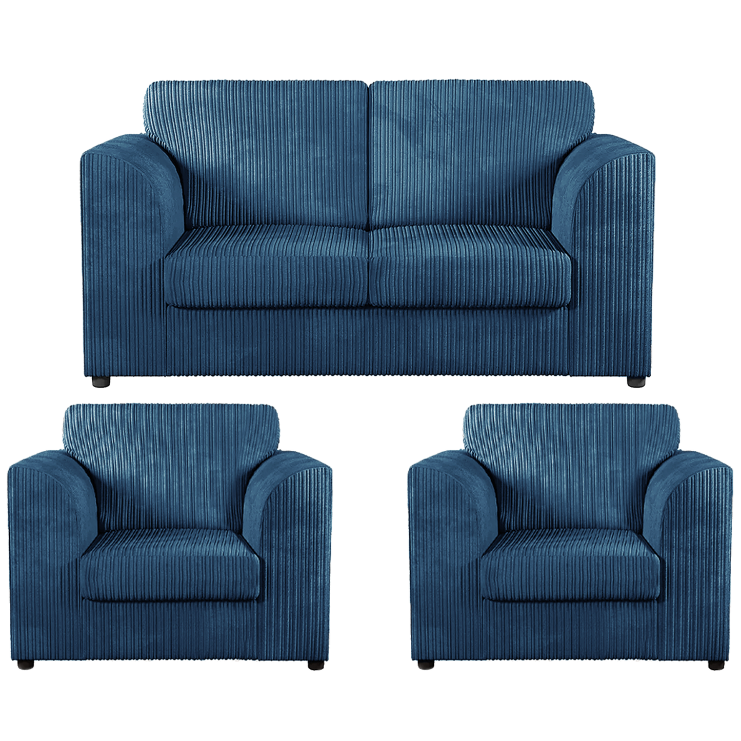 Luxor Jumbo Cord 2 Seater and 2 x Armchairs - Full Back