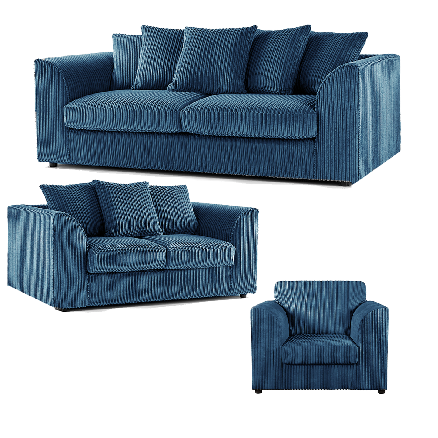 Luxor Full Jumbo Cord 3 Piece Suite - Scatter Back