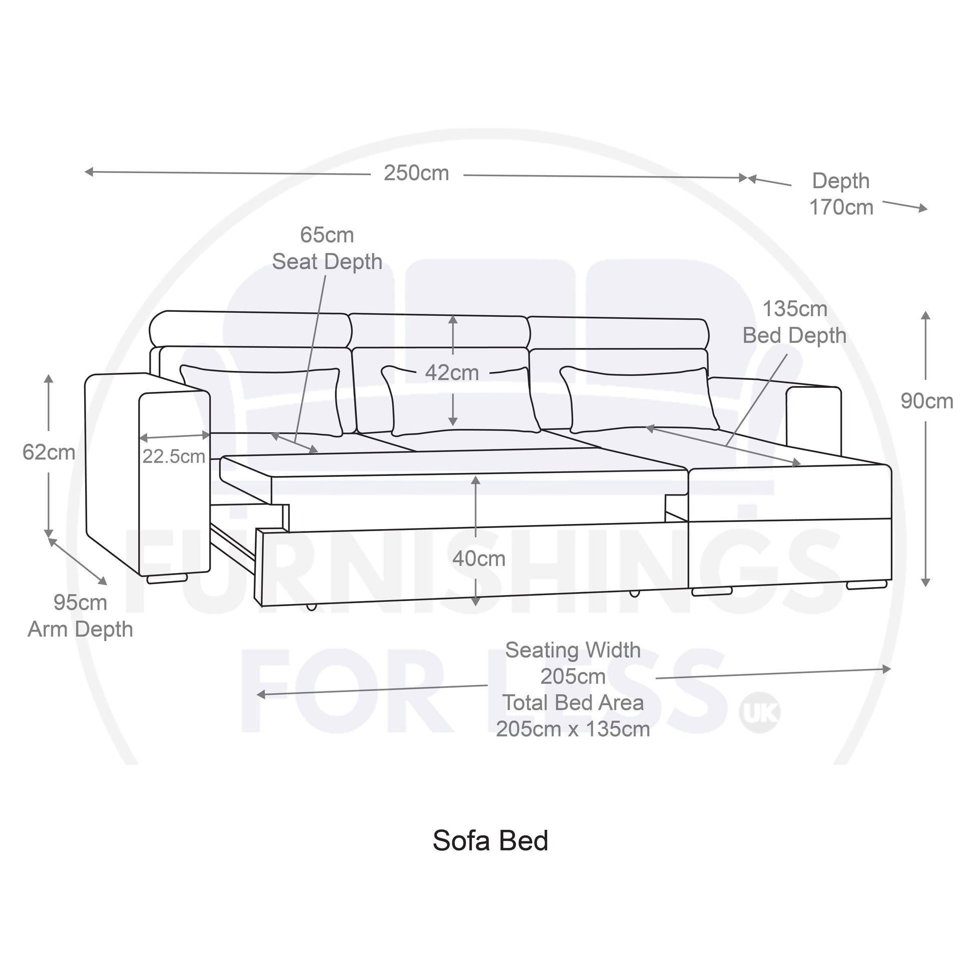 Miami Grey Fabric Corner Sofa Bed With Storage and Headrests - 6