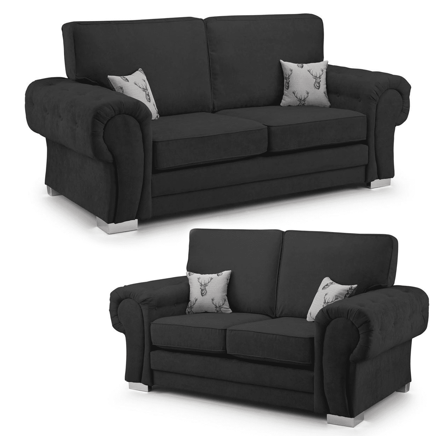 Milan Chesterfield Fabric 3 + 2 Seater Sofa Suite - Full Back