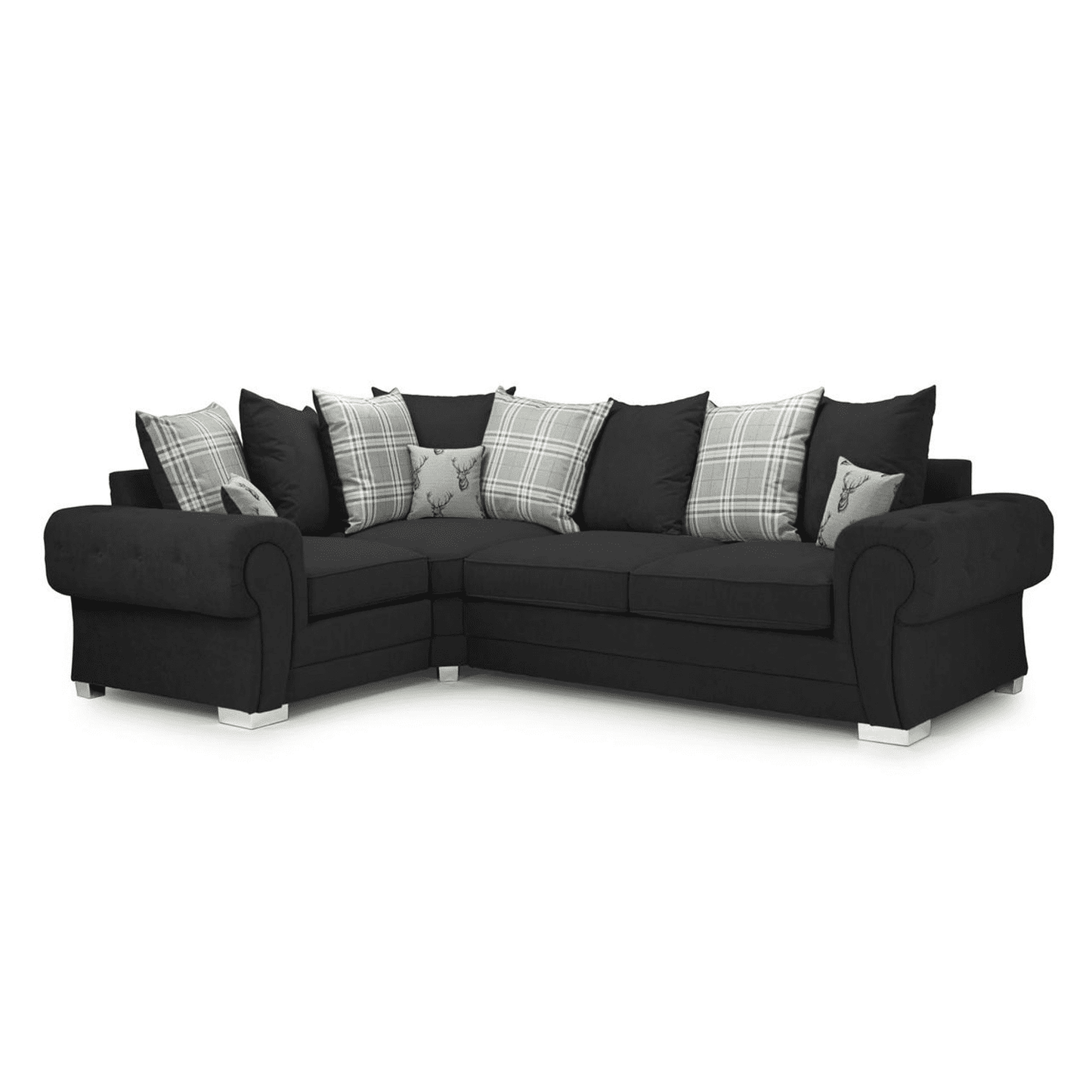 Milan Chesterfield Fabric 4 Seater Corner Sofa - Scatter Back