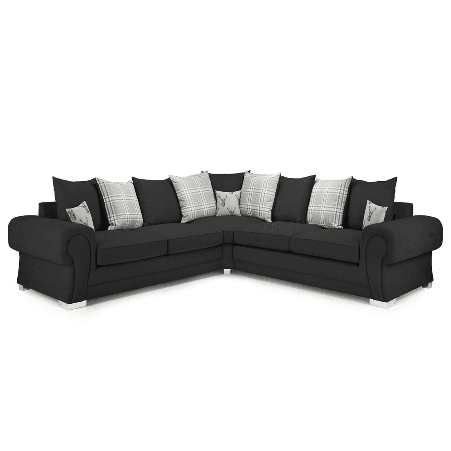 Milan Chesterfield Fabric 5 Seater Corner Sofa - Scatter Back