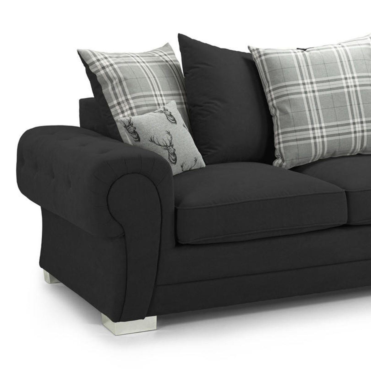 Milan Chesterfield Fabric 4 Seater Corner Sofa - Scatter Back - 3