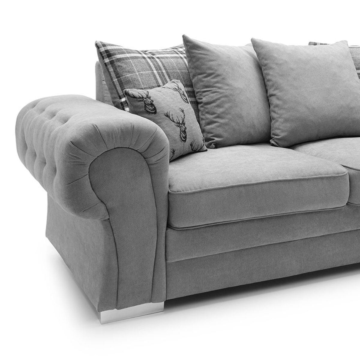 Milan Chesterfield Fabric 4 Seater Corner Sofa - Scatter Back - 6