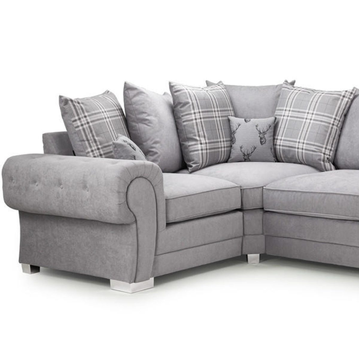 Milan Chesterfield Fabric 4 Seater Corner Sofa - Scatter Back - 4